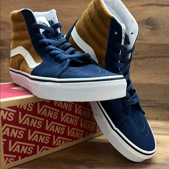 Vans Blue and Brown High-Top Sneakers